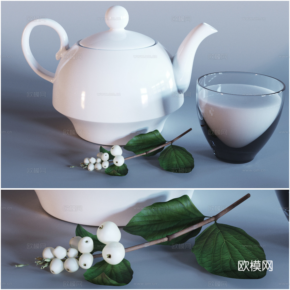 茶壶摆件 茶杯3d模型