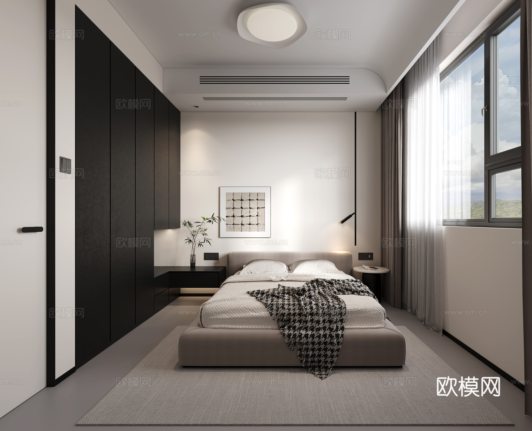 现代极简高级灰3d模型
