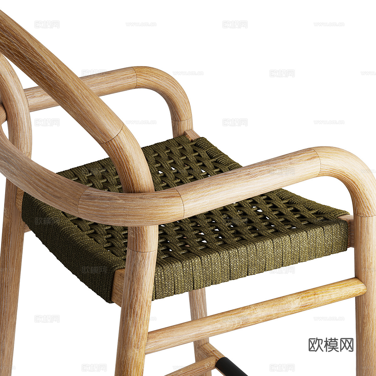 新中式原木吧台椅3d模型-Pic-3
