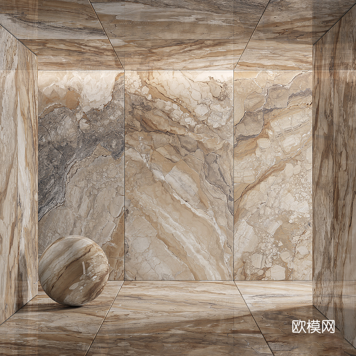 现代轻奢大理石瓷砖 岩板 PU石材3d模型