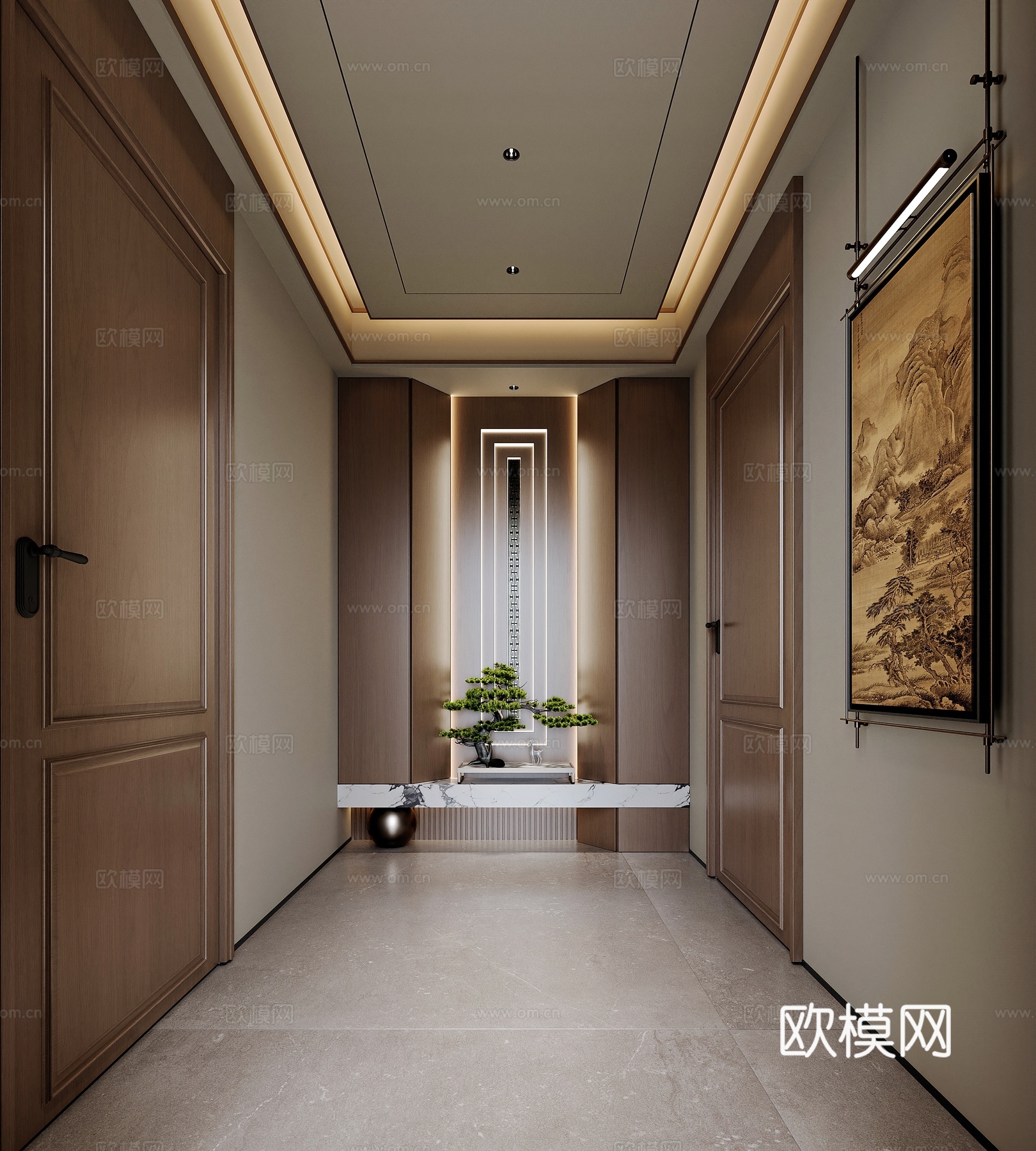 新中式风格家居入户玄关3d模型