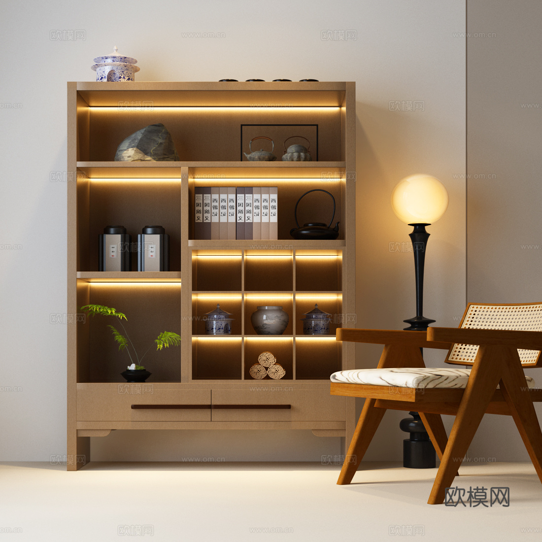 新中式茶柜 中式茶柜 新中式 中古茶柜su模型