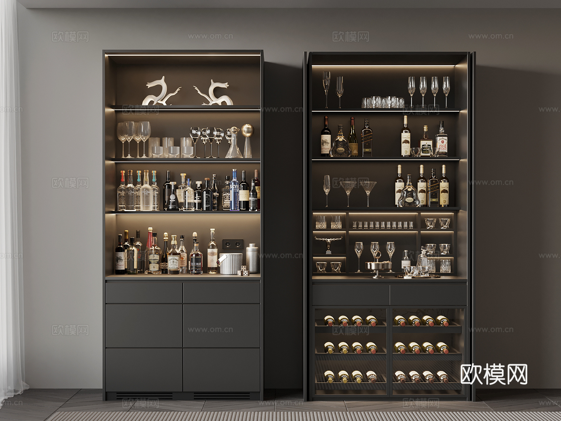 酒柜 现代酒柜su模型