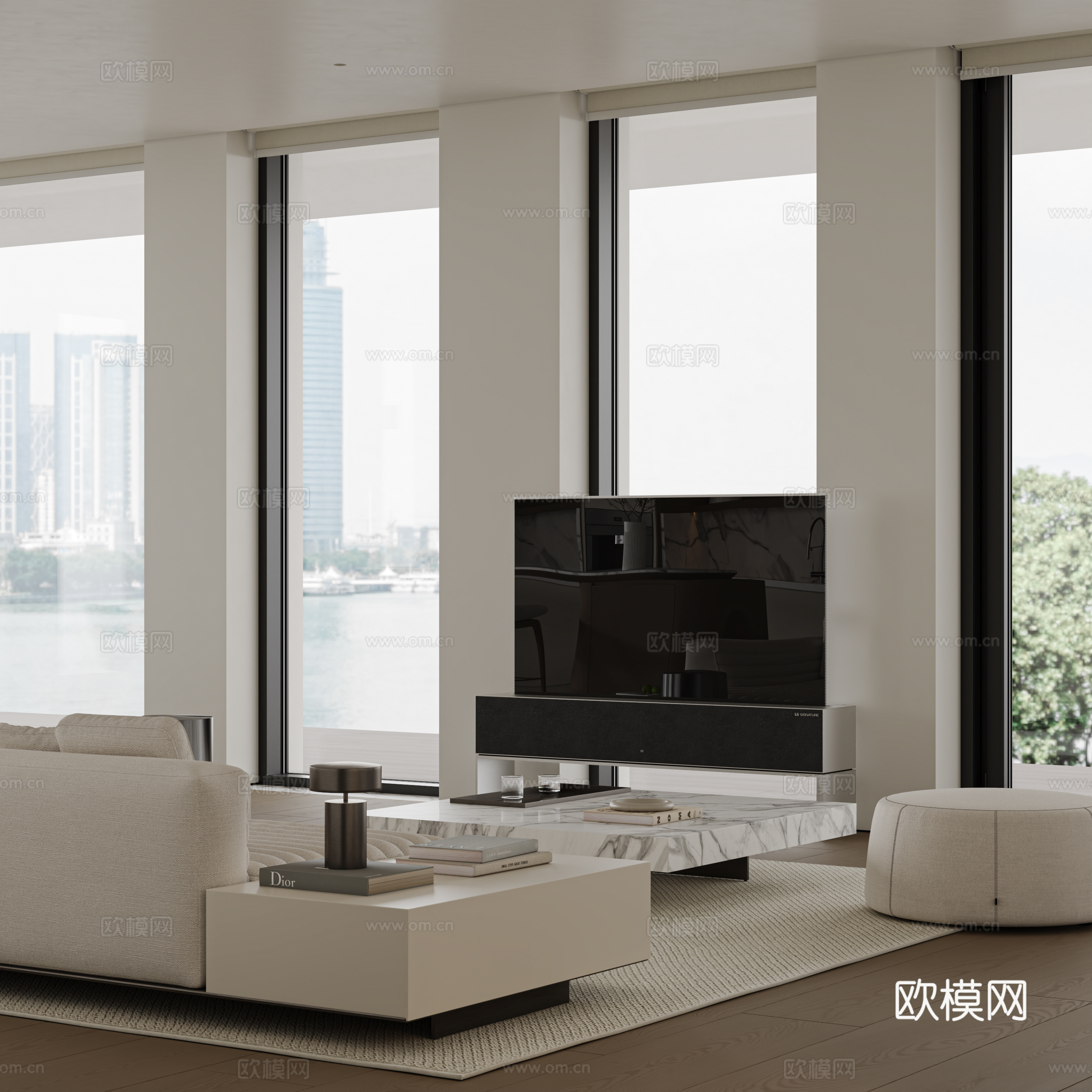现代极简客餐厅3d模型
