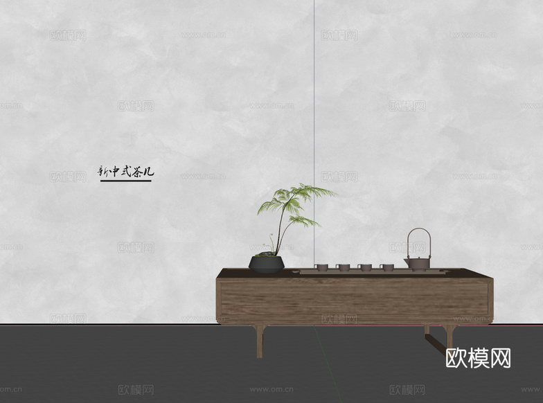 新中式宋式风茶几 实木茶几su模型下载(渲染图2)