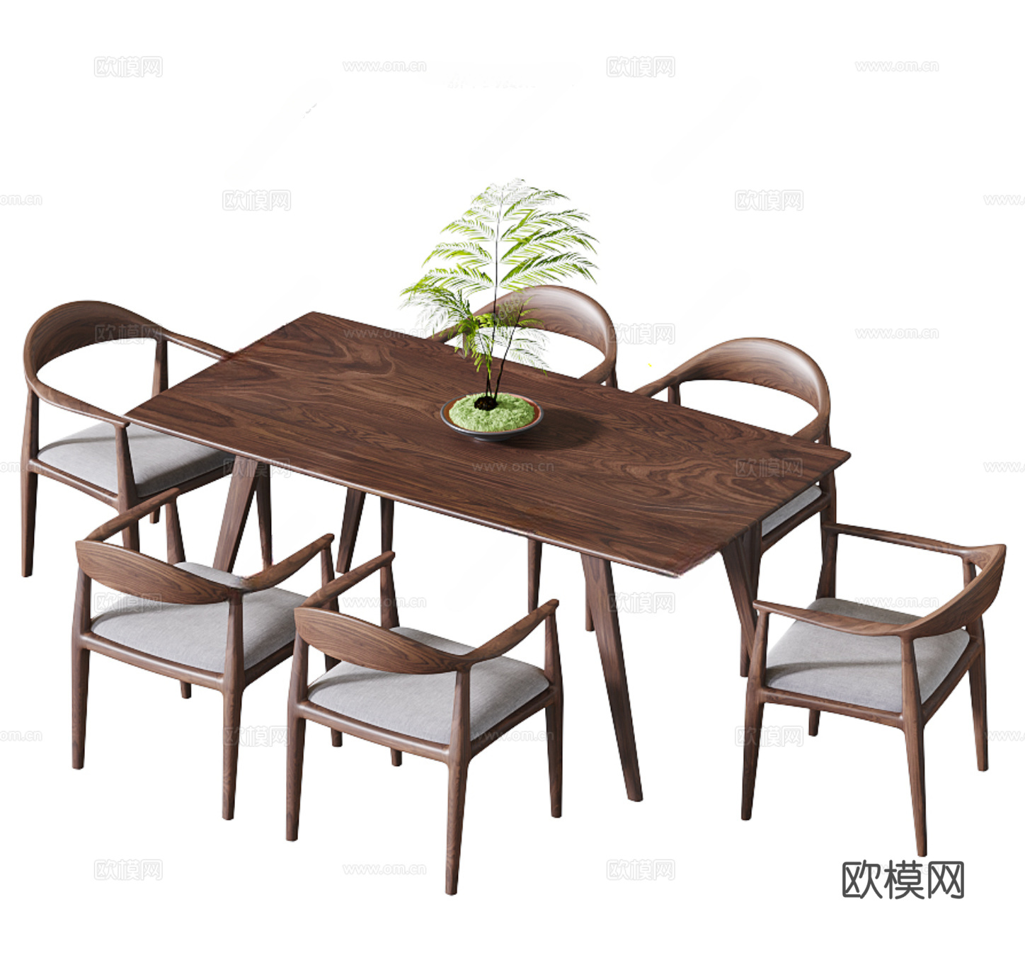 新中式餐桌椅su模型