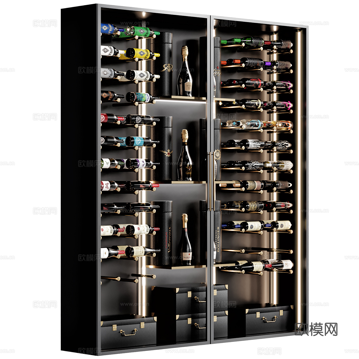 现代轻奢极简酒柜 酒架3d模型