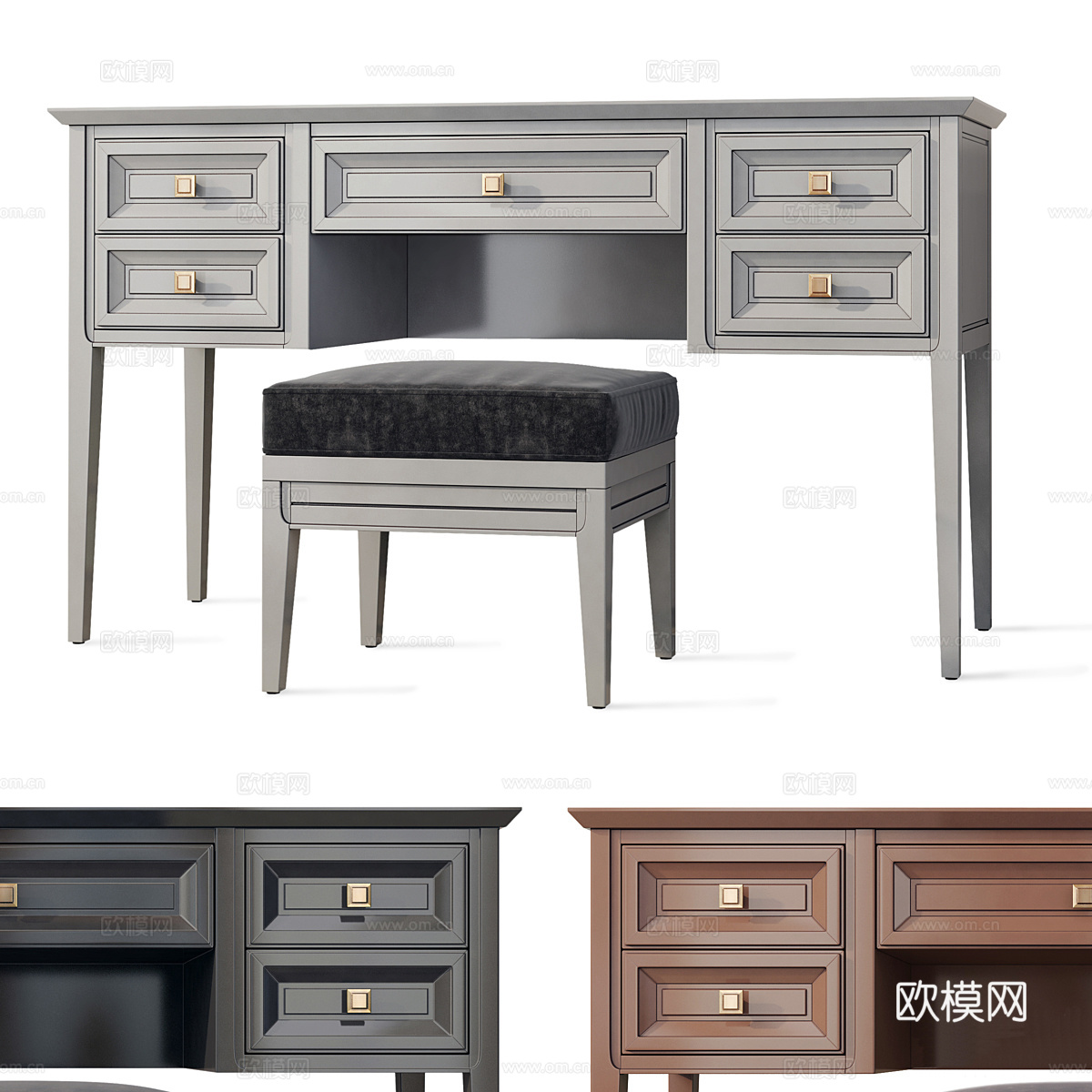 美式简约梳妆台3d模型-Pic-1