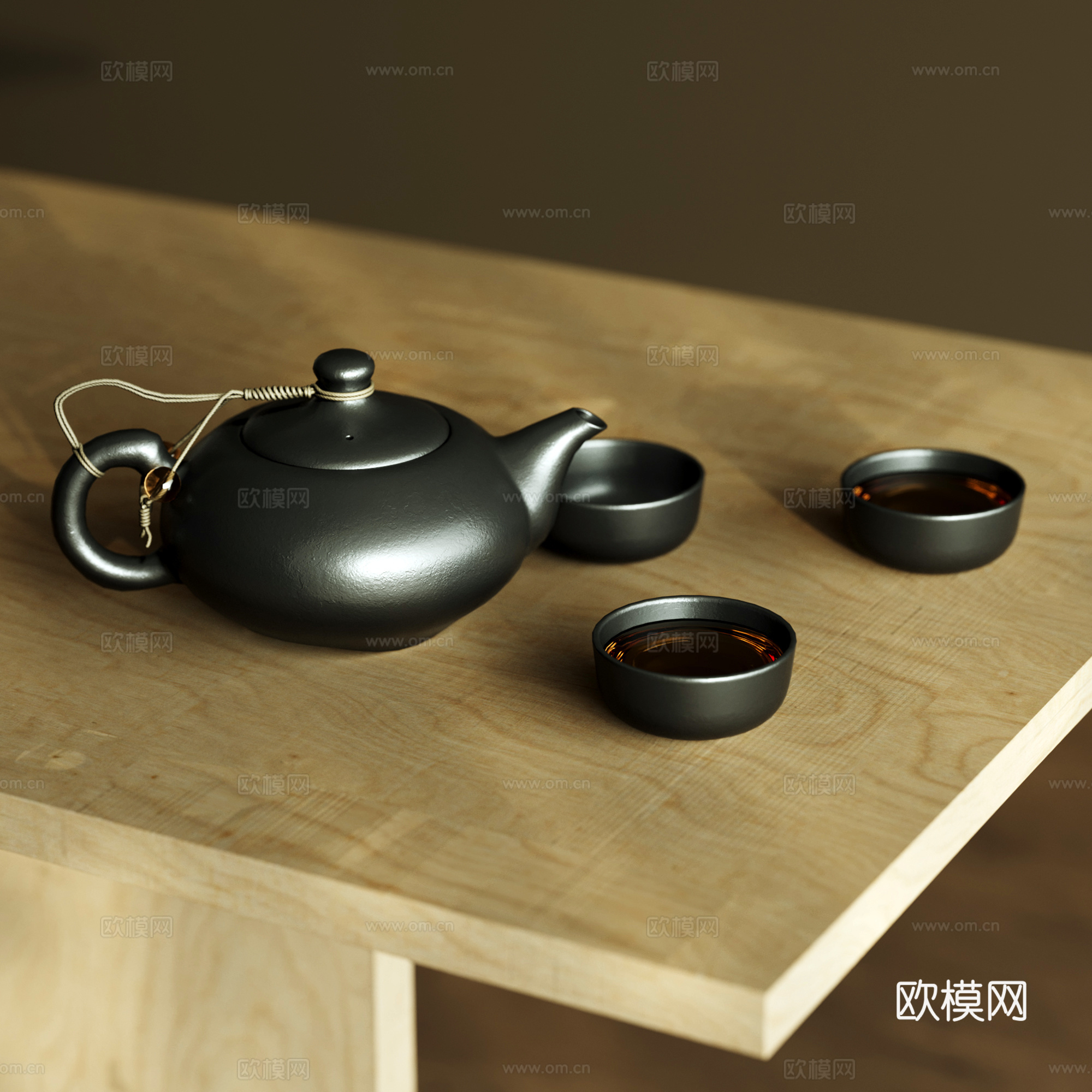新中式茶具摆件 茶壶 茶杯 水杯 桌面茶具摆件3d模型
