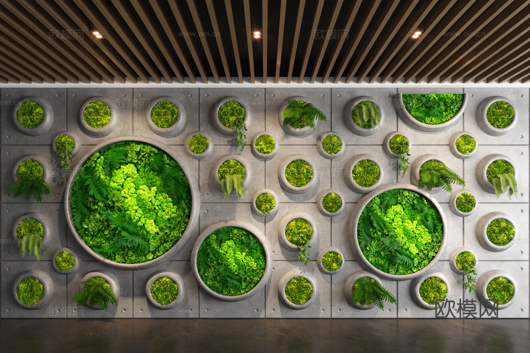 现代植物墙 植物造景 苔藓 景观墙su模型