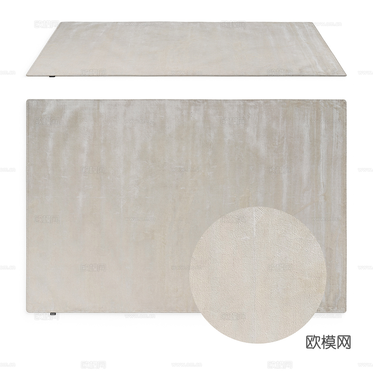 现代奶油风羊毛地毯3d模型