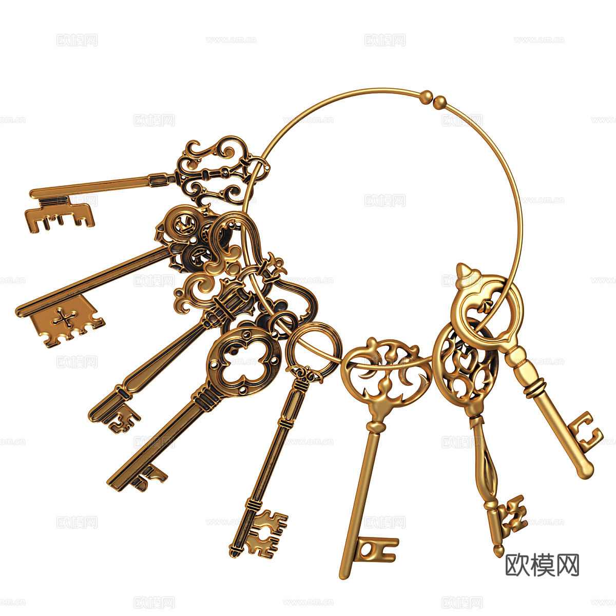 美式复古钥匙圈3d模型