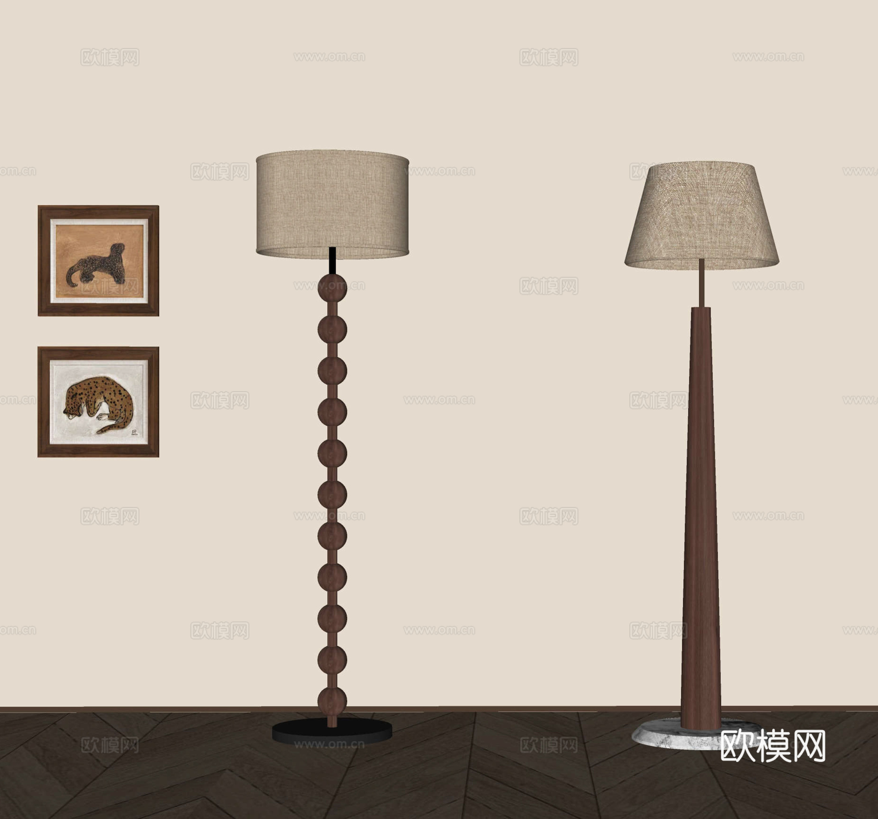 中古风落地灯su模型