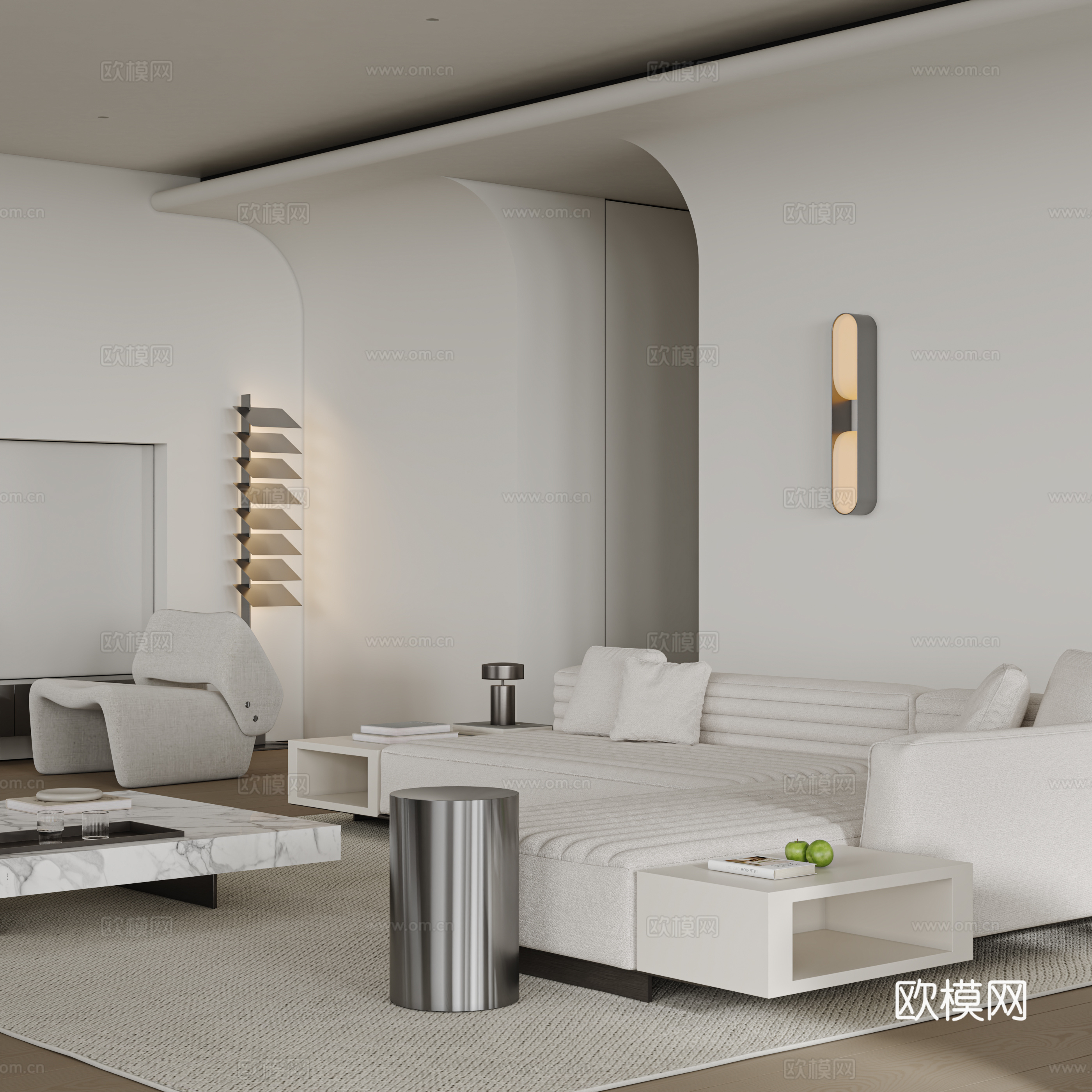 现代极简客餐厅3d模型