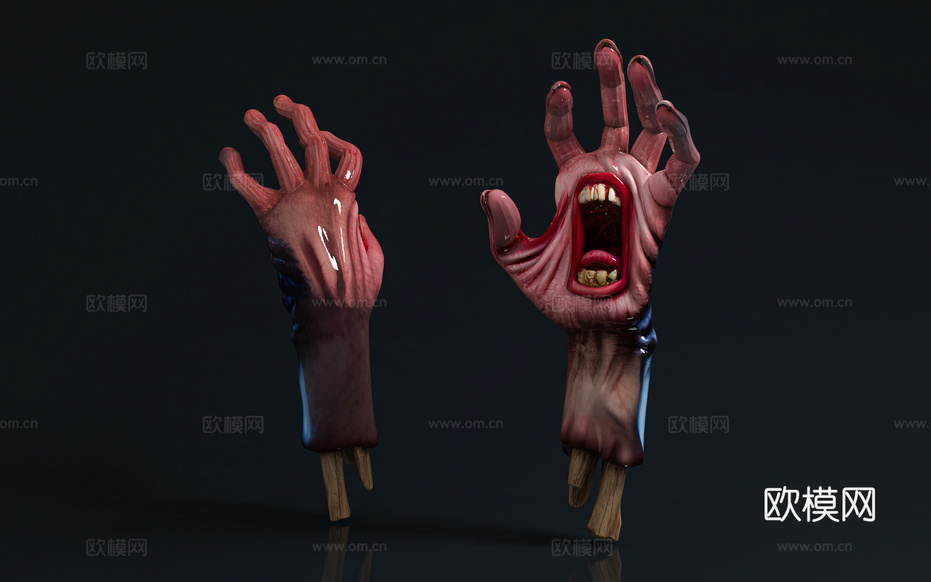 抽象手掌创意人手 卡通手臂 恐怖呐喊 艺术摆件 抽象雕塑 手3d模型下载