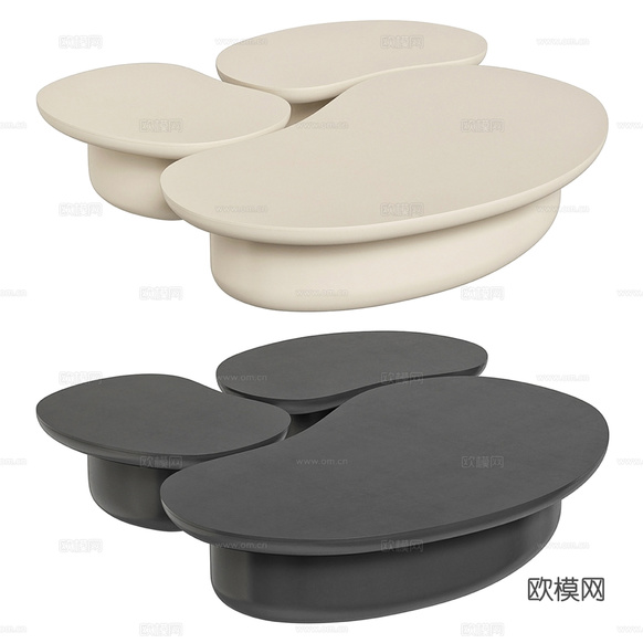 异形茶几组合3d模型下载(渲染图3)