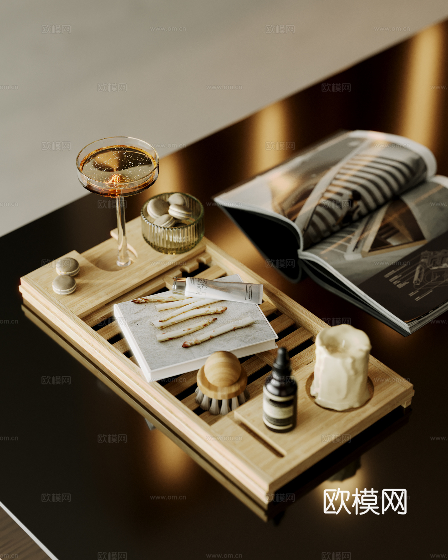 现代装饰摆件 水杯 玻璃杯 书籍 饰品 桌面装饰摆件su模型