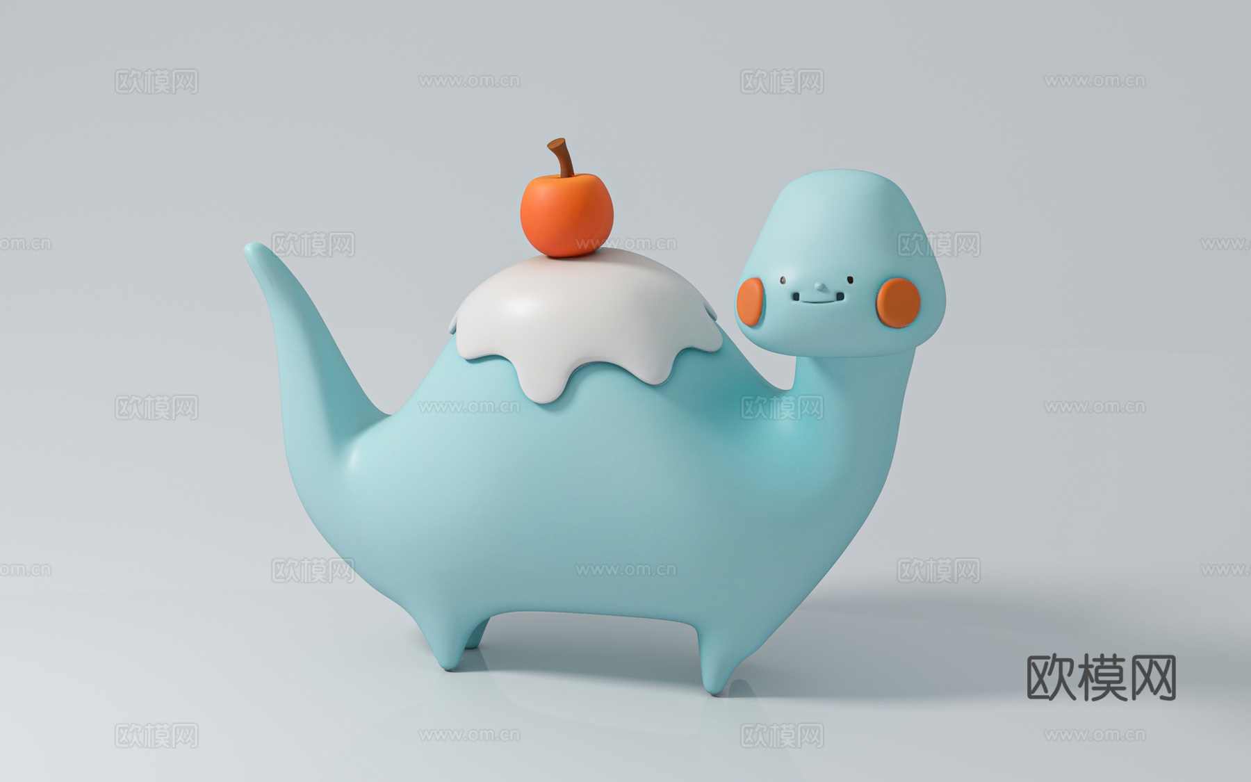 卡通玩具恐龙摆件 动漫风格 卡通游戏 小恐龙 苹果 装饰饰品3d模型