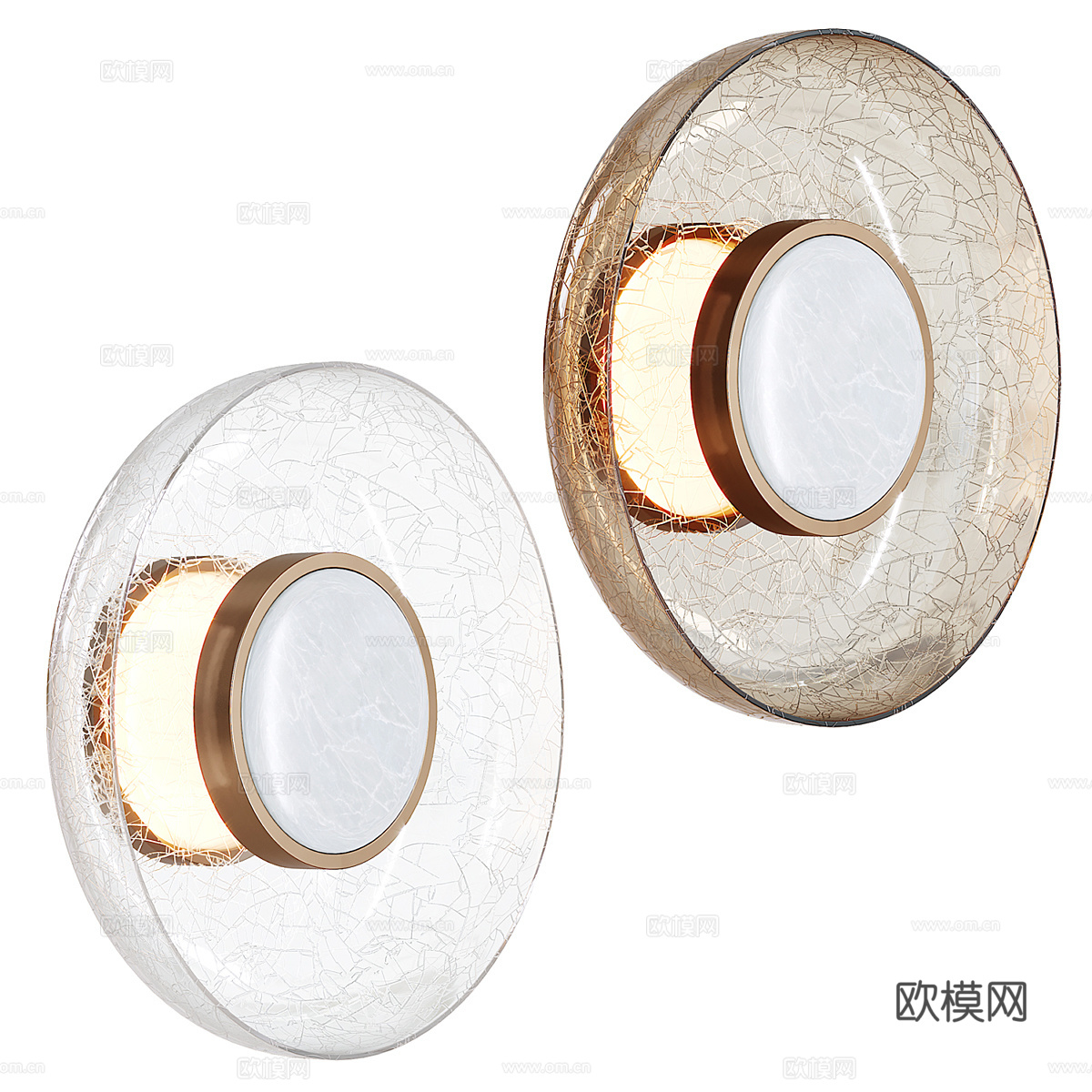 现代轻奢圆盘玻璃壁灯3d模型