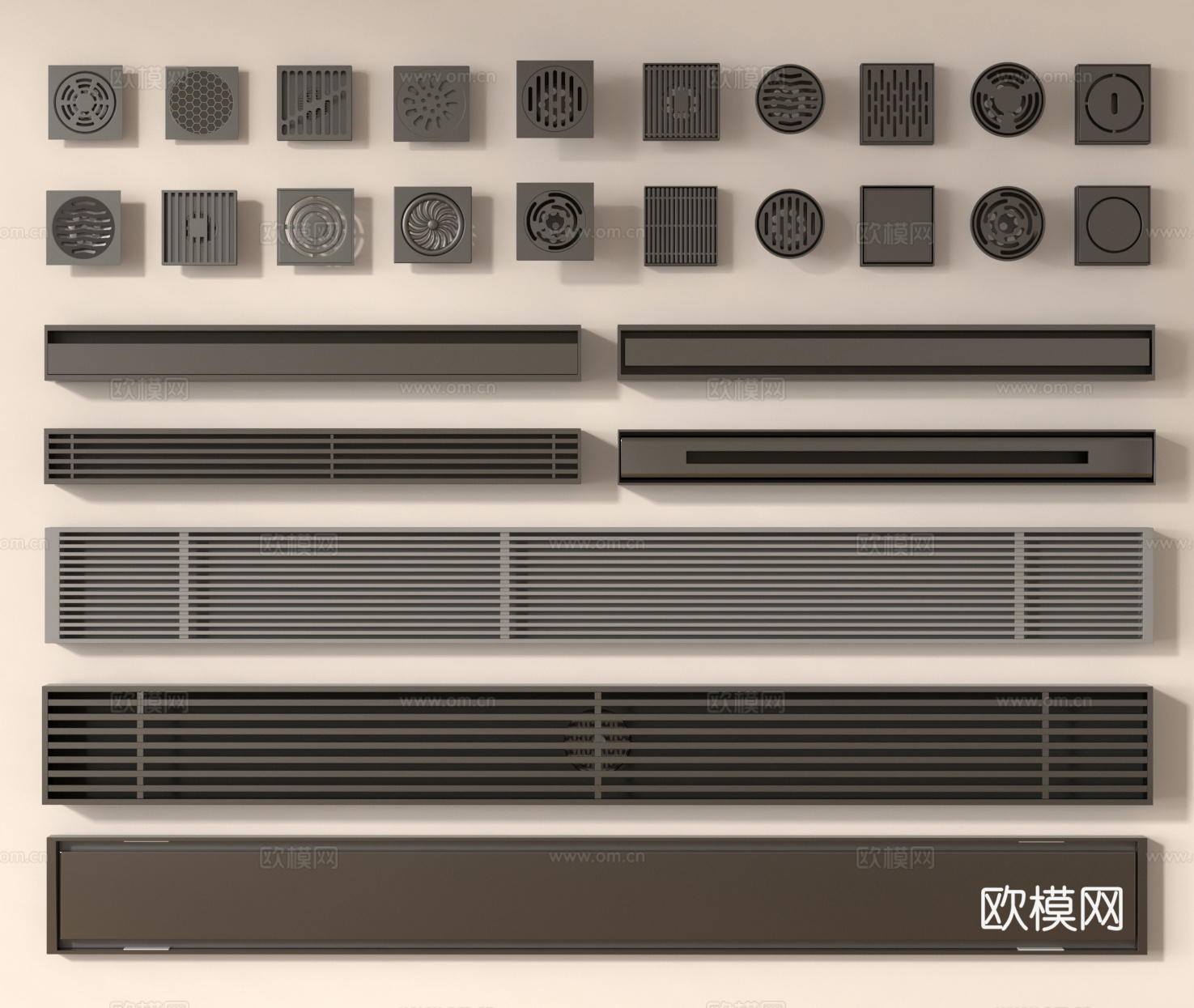 地漏 条形地漏 隐形地漏 防臭地漏su模型