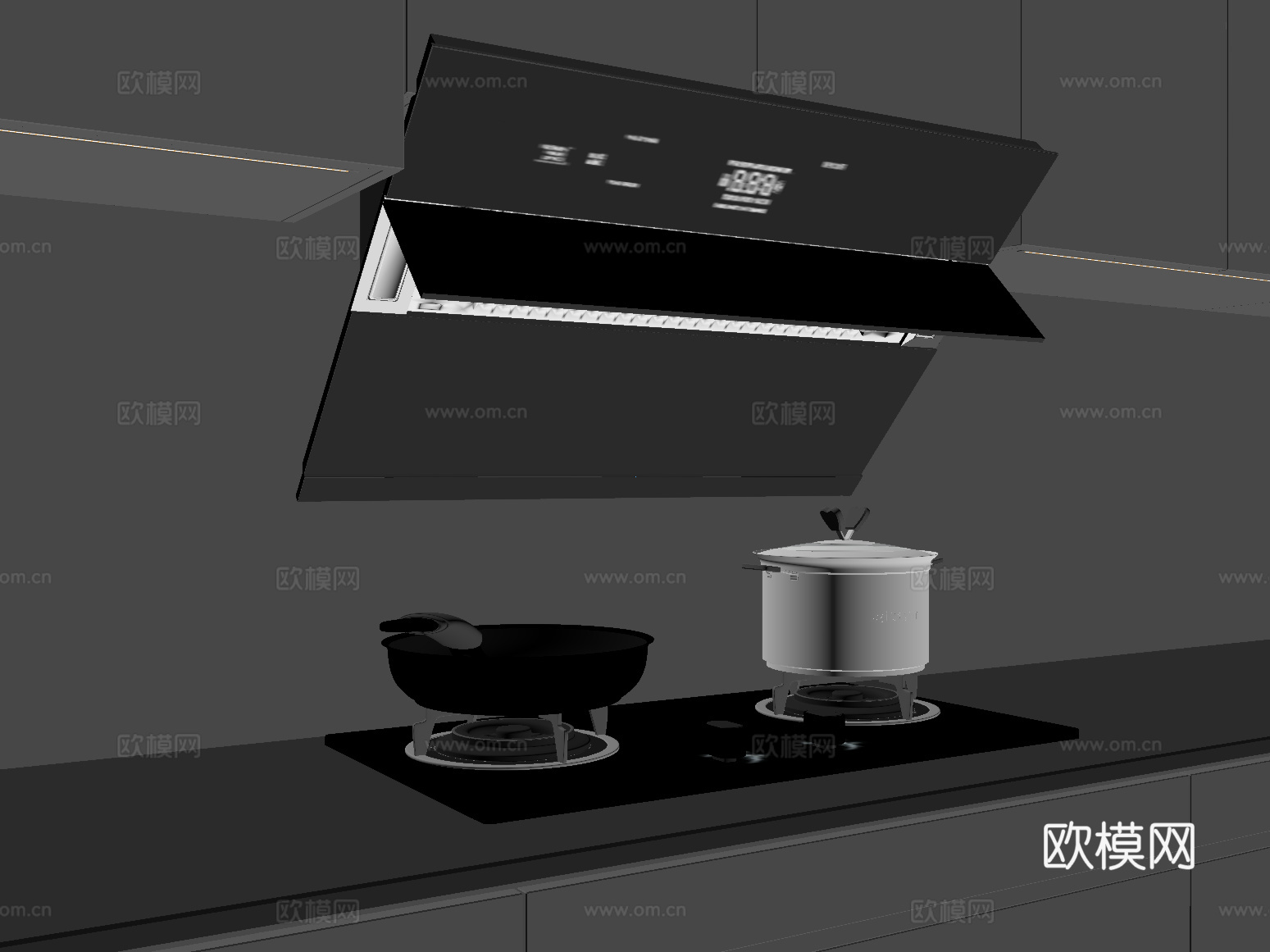 现代简约烟机灶具 厨房电器su模型