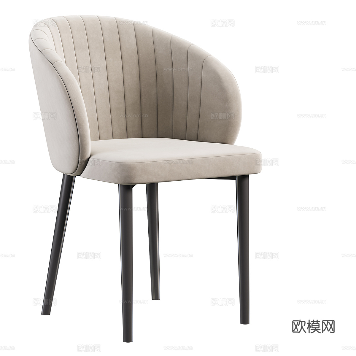 带黑色金属腿的米色餐椅3d模型