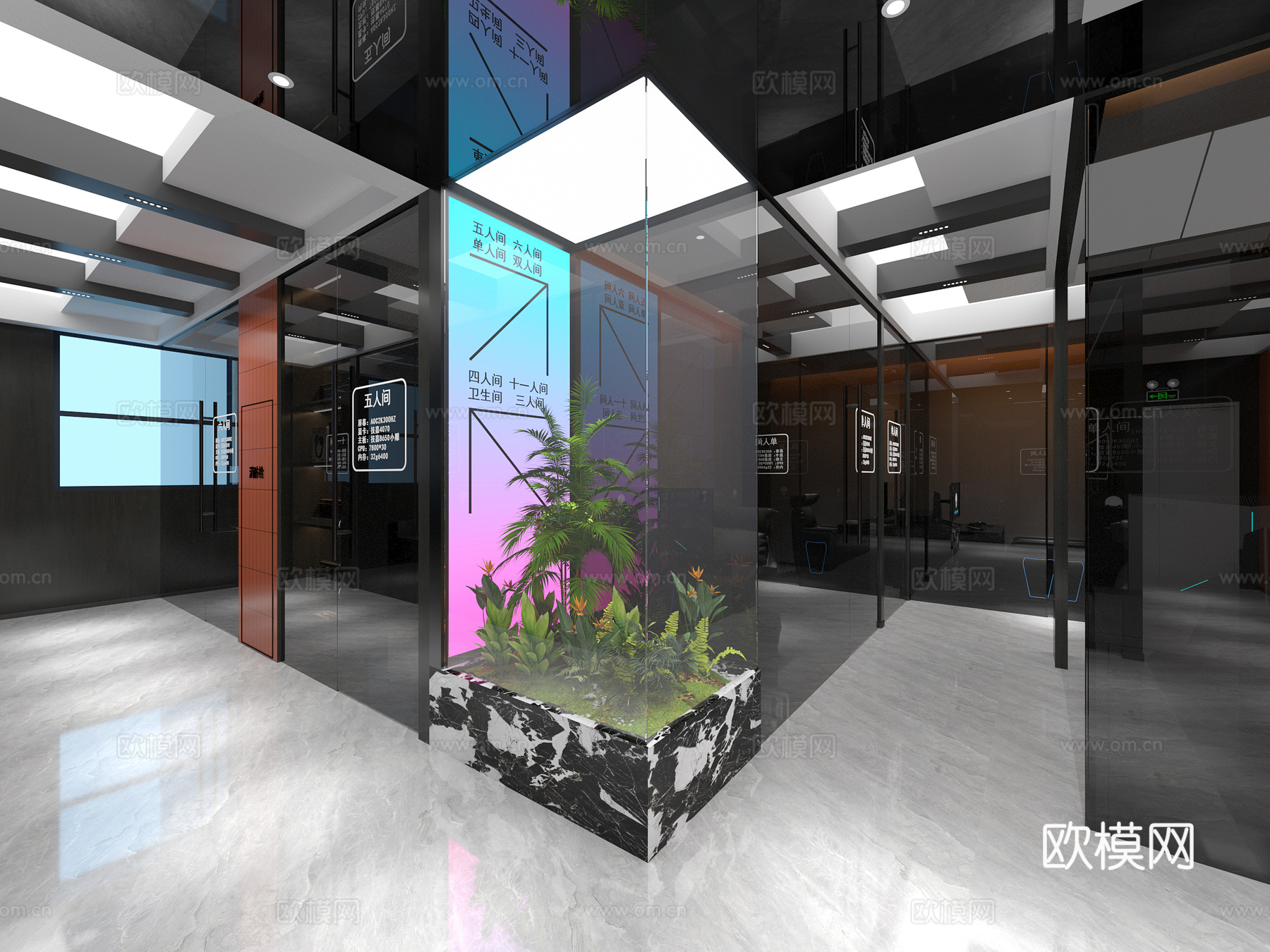 最新现代风格电竞网咖设计3d模型