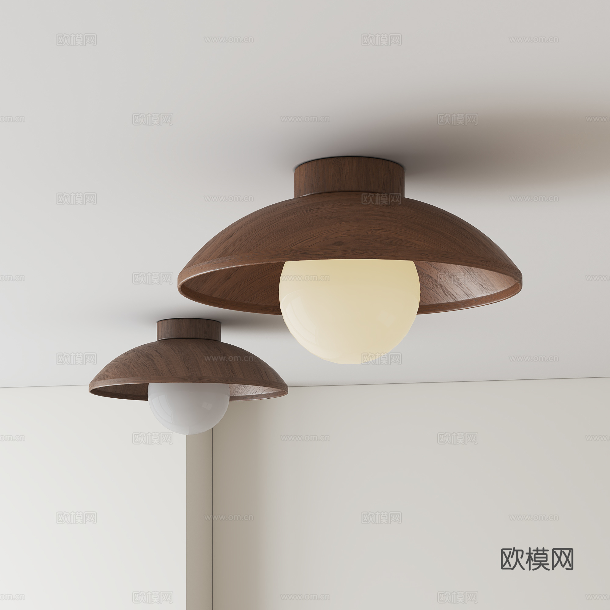 中古实木吸顶灯su模型