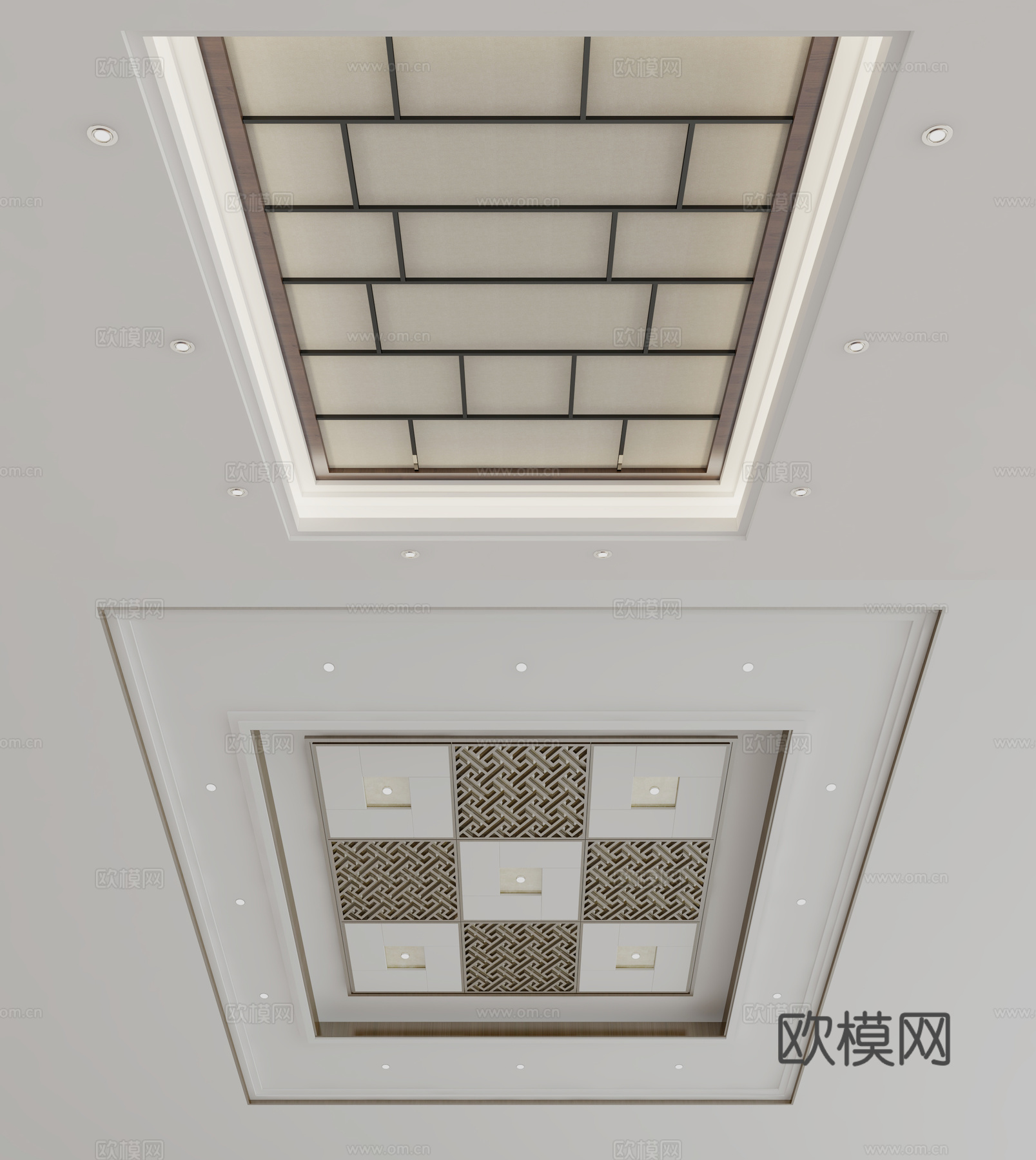 新中式天花吊顶3d模型