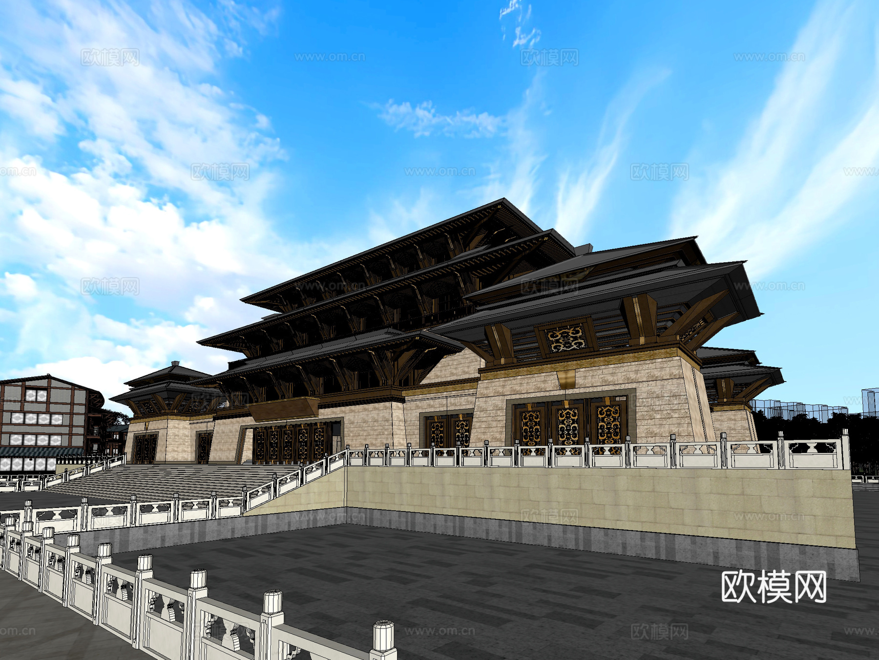 古建 中式建筑 小镇 古镇 园林 商业街3d模型