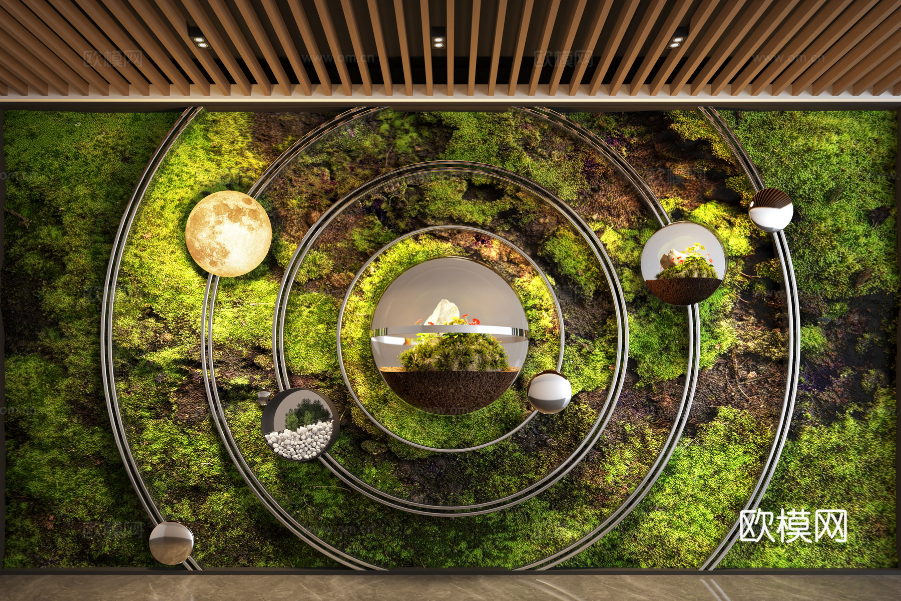 现代植物墙 植物造景 苔藓 景观墙su模型