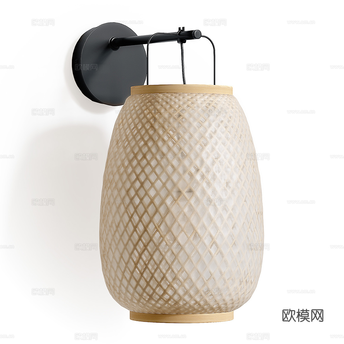 新中式布艺灯笼壁灯3d模型