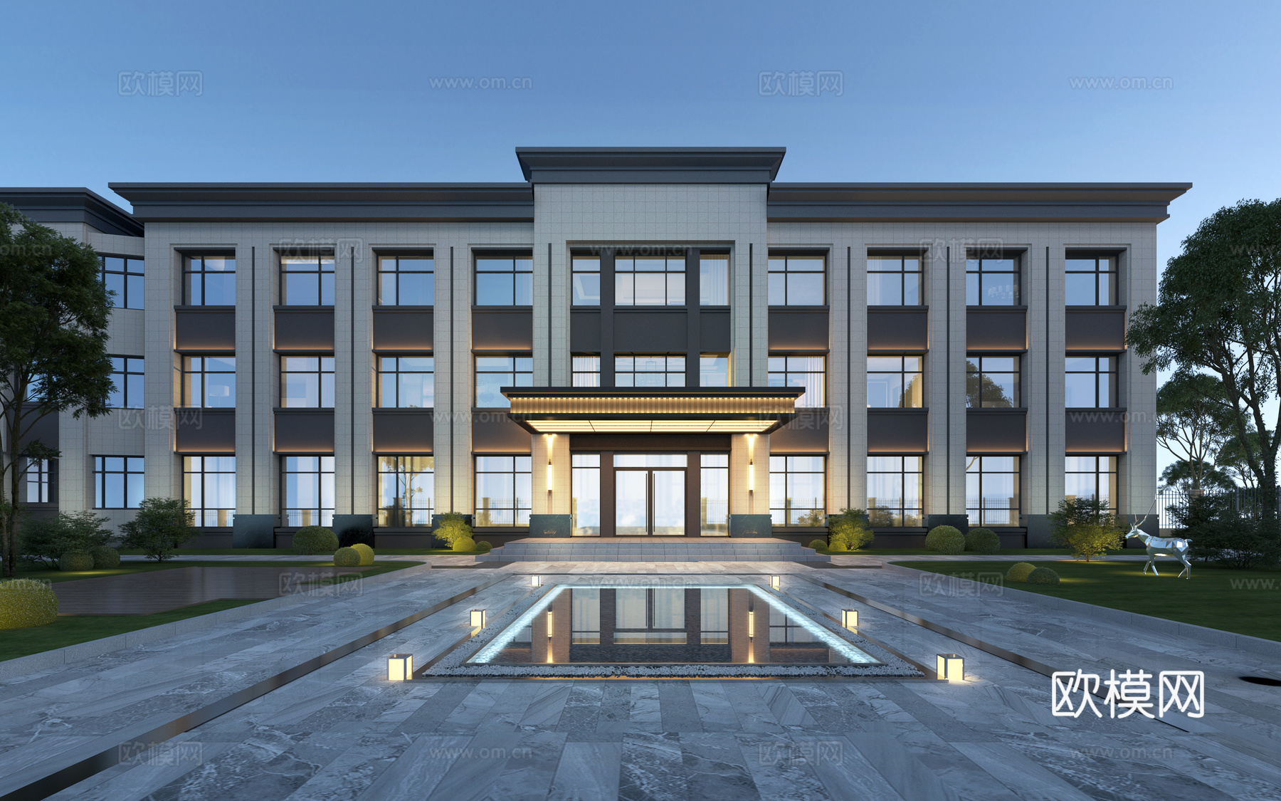 现代办公楼建筑外观3d模型
