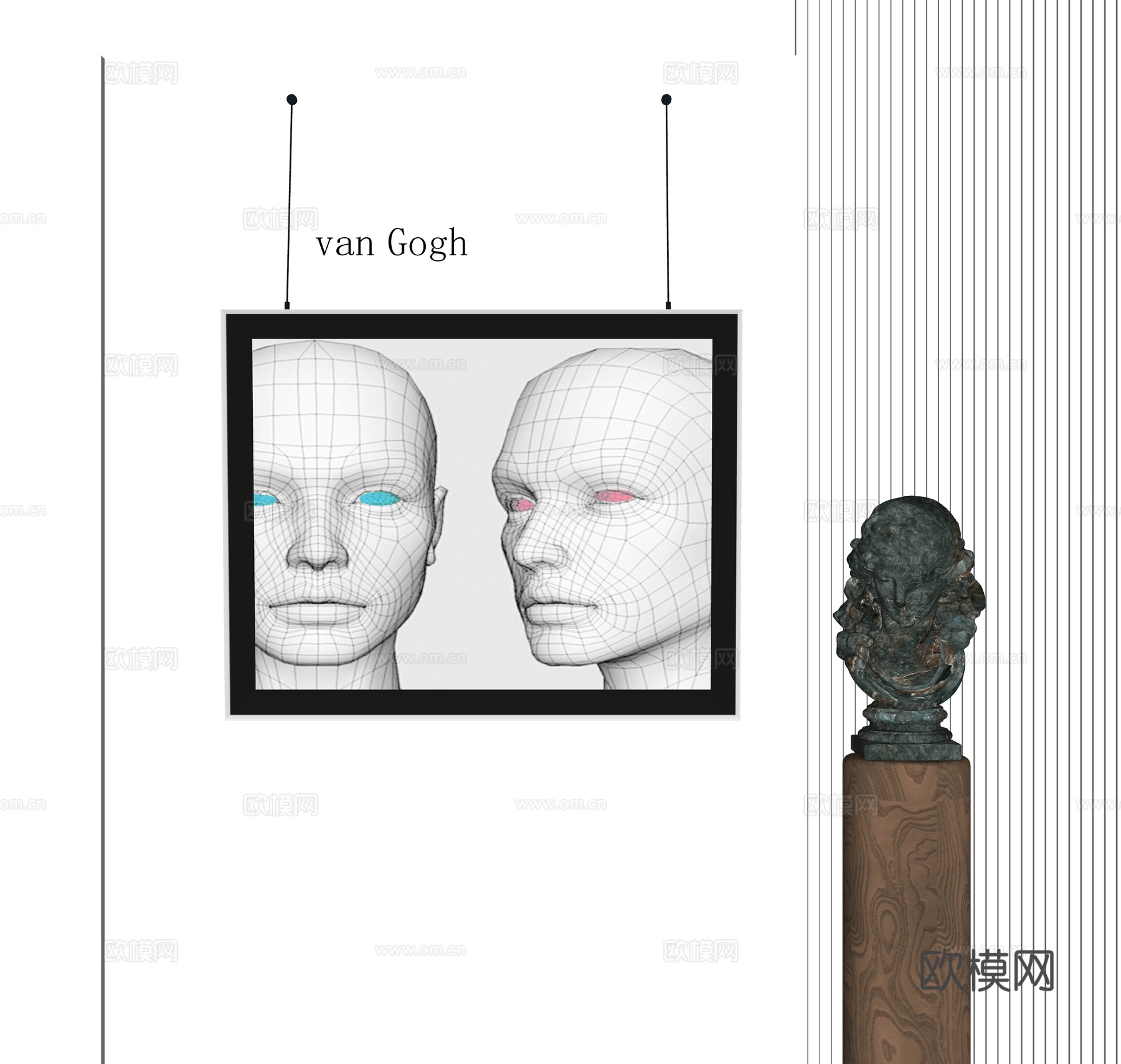 现代抽象装饰挂画 雕塑摆件su模型