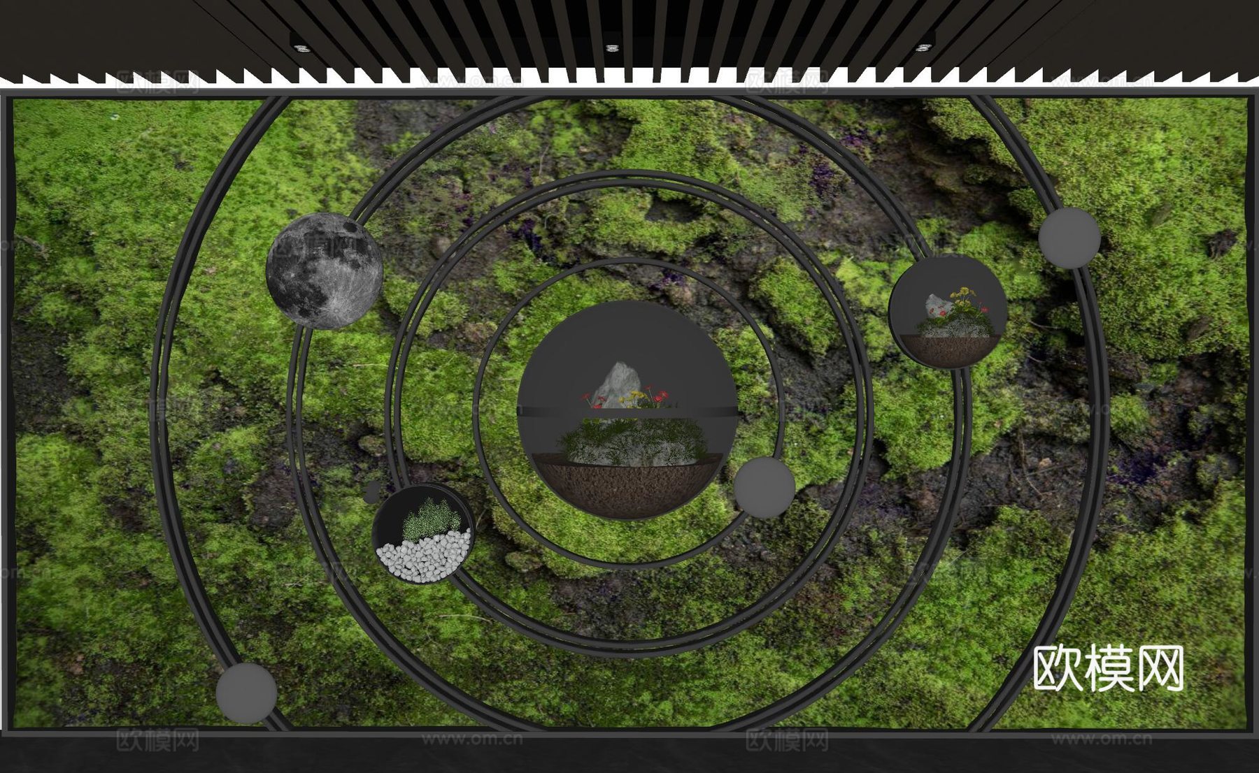 现代植物墙 植物造景 苔藓 景观墙su模型