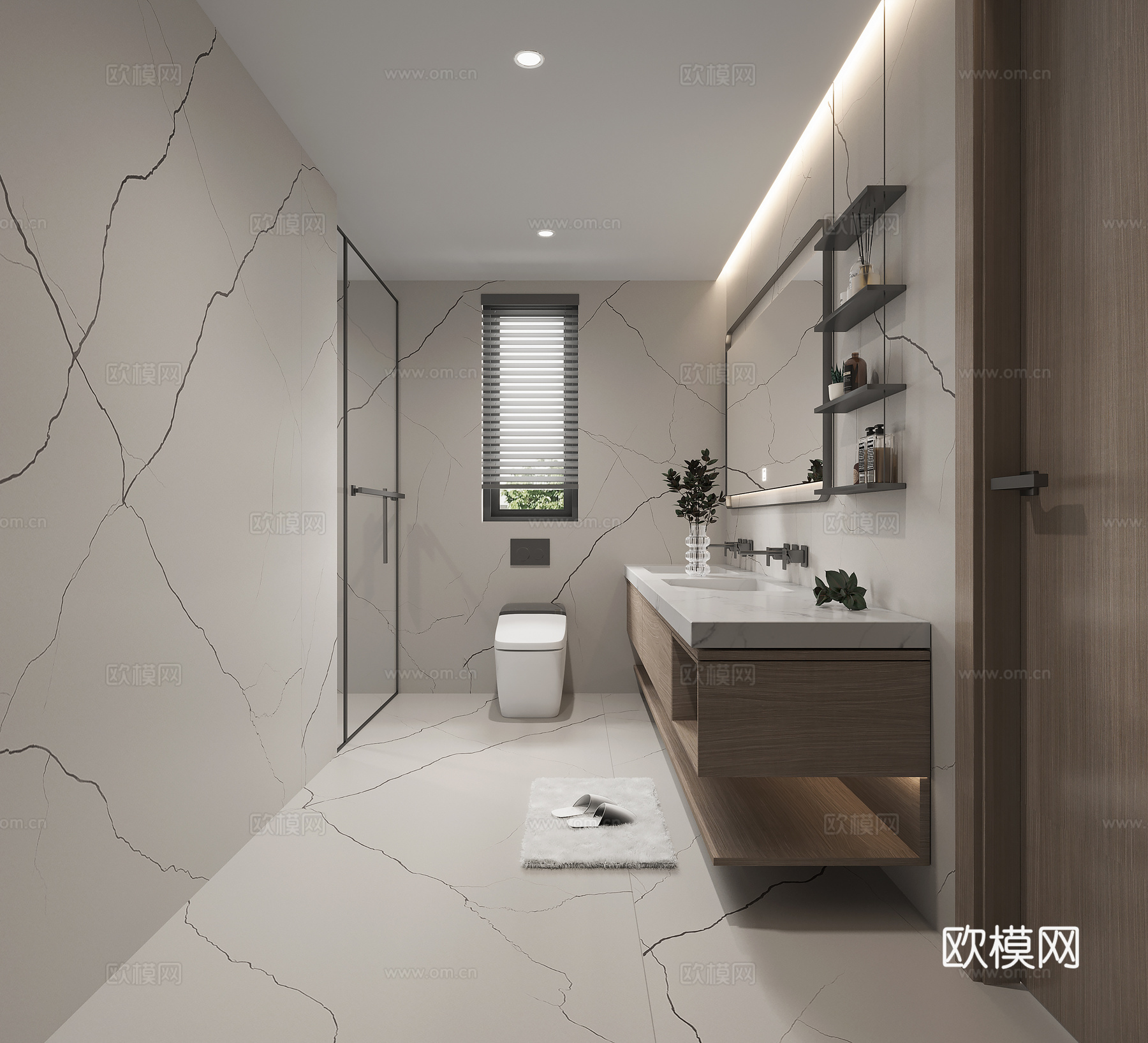 现代极简卫生间 干湿分离卫生间3d模型