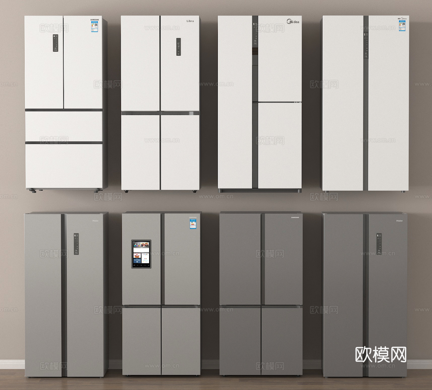 双开门冰箱 单开门冰箱su模型
