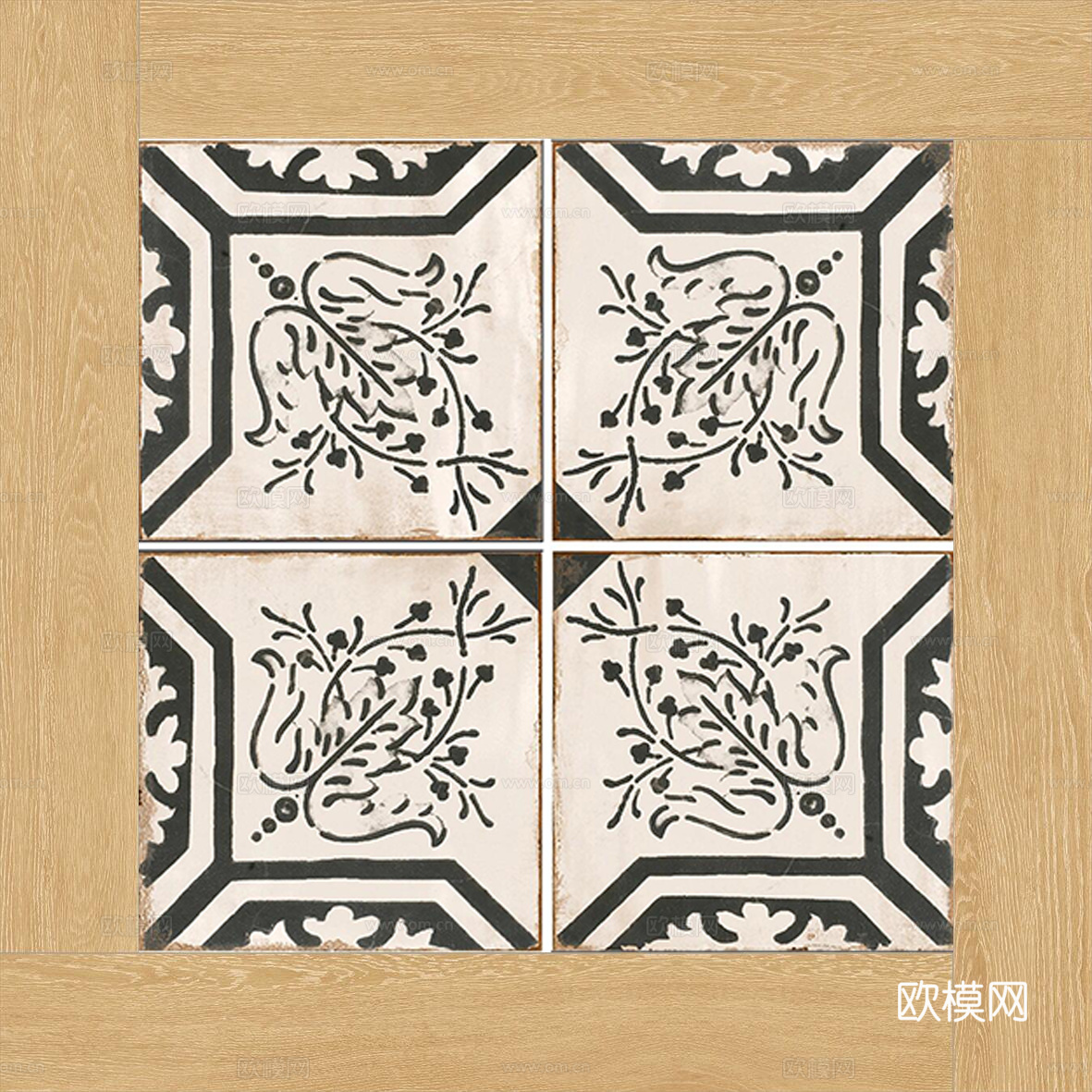 复古风拼花木纹砖