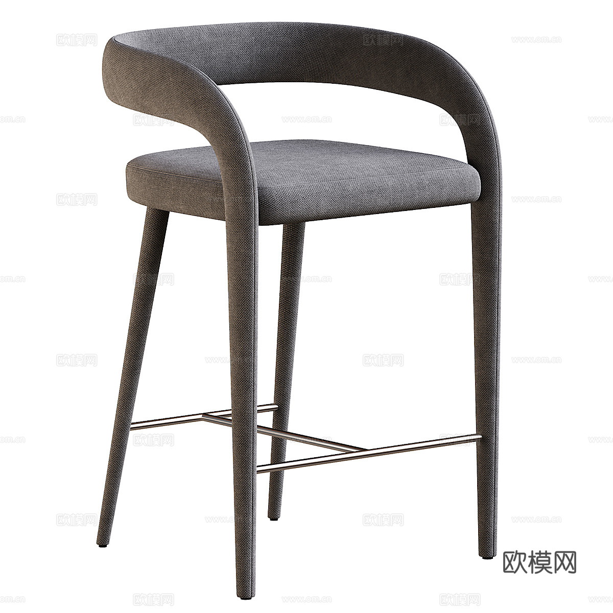 现代意式布艺吧台椅3d模型