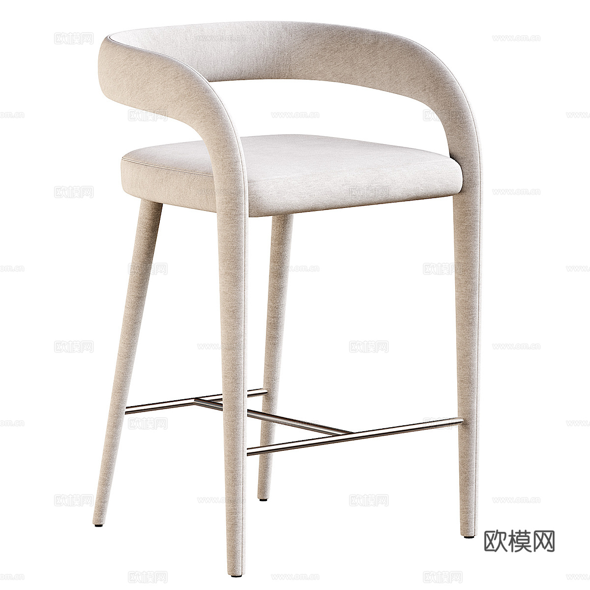 现代意式布艺吧台椅3d模型