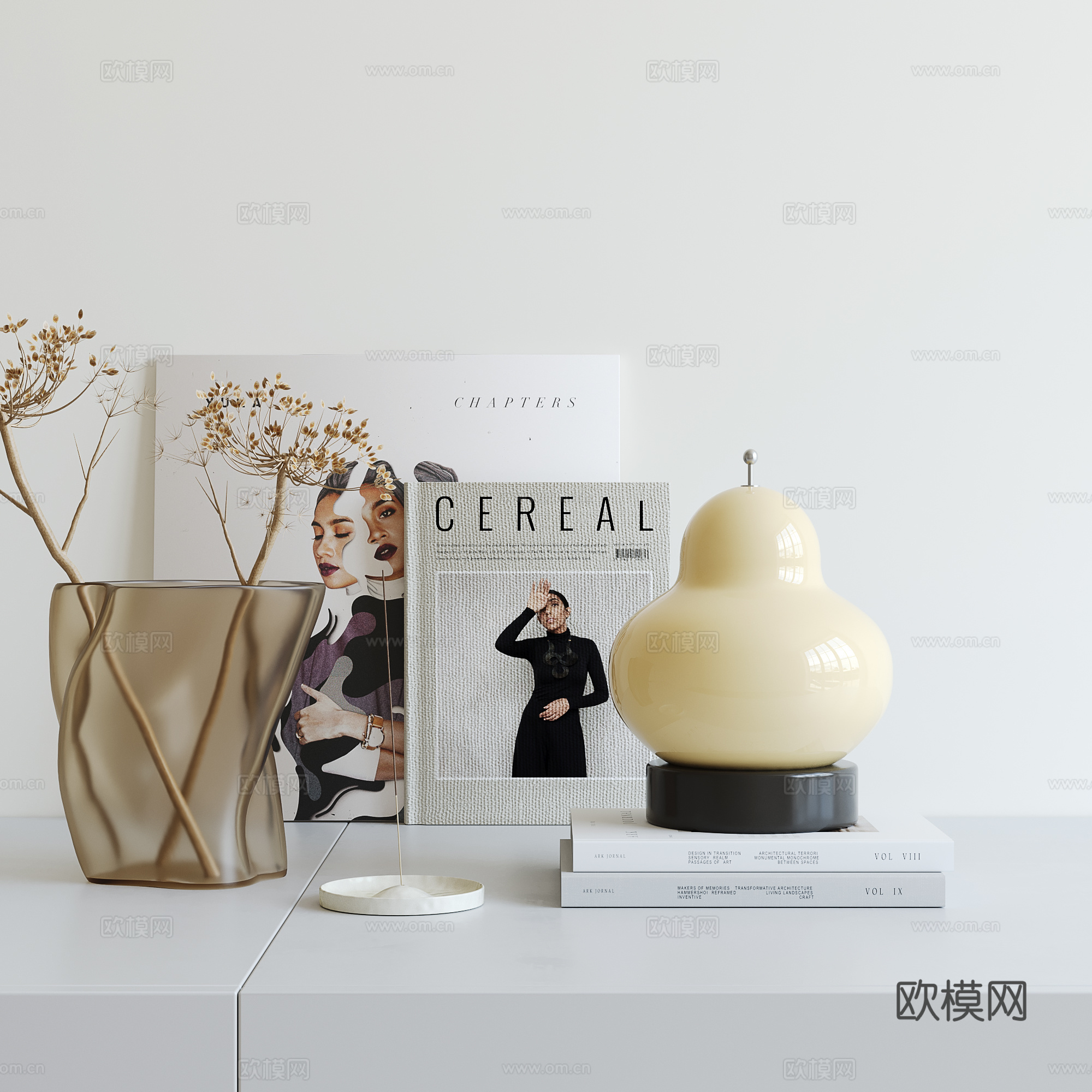 现代摆件组合 简约台灯su模型
