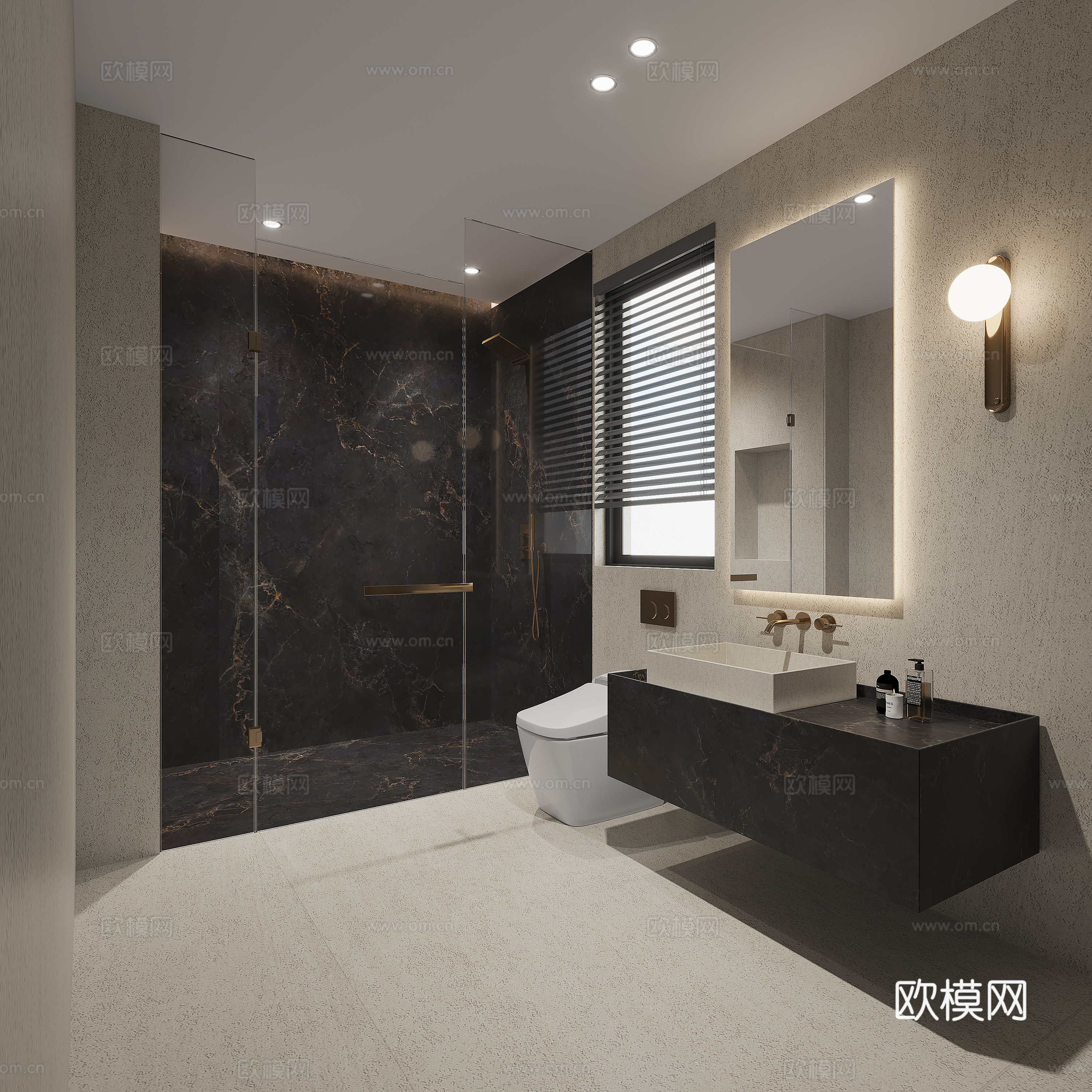现代轻奢卫生间 干湿分离卫生间3d模型