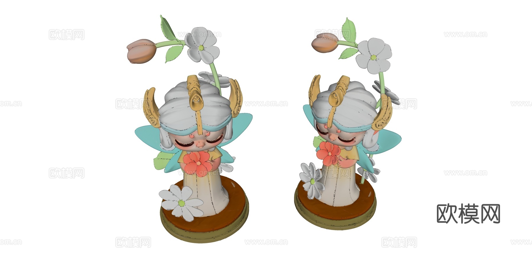 白色衣服花仙子雕塑su模型