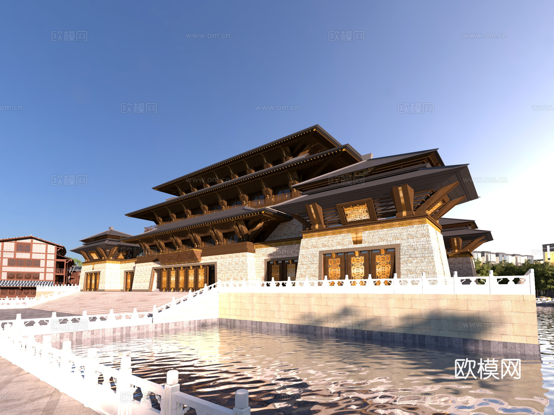 古建 中式建筑 小镇 古镇 园林 商业街3d模型