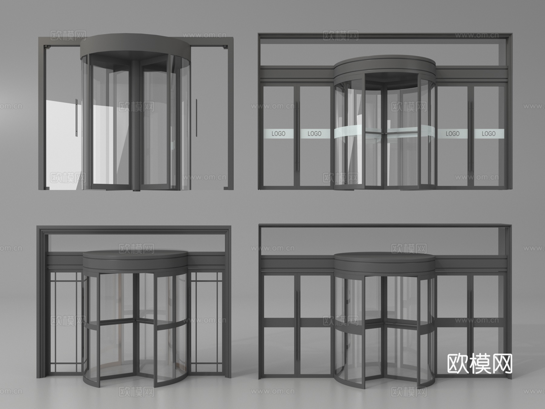 玻璃旋转门 旋转门 自动旋转门 感应门 酒店商场旋转门3d模型