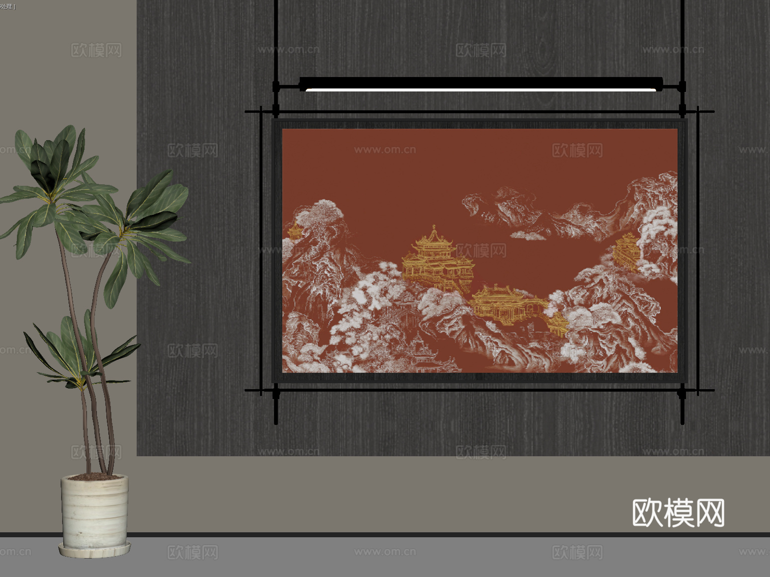 中古风挂画 装饰画 墙饰su模型