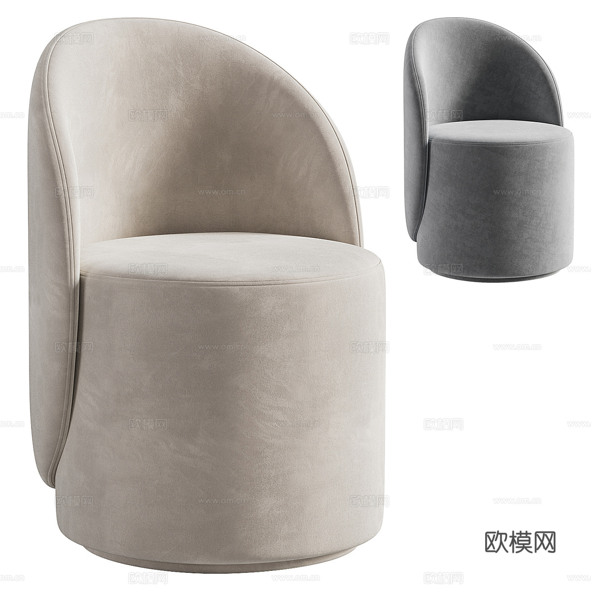Loreen Pouf 凳子组3d模型