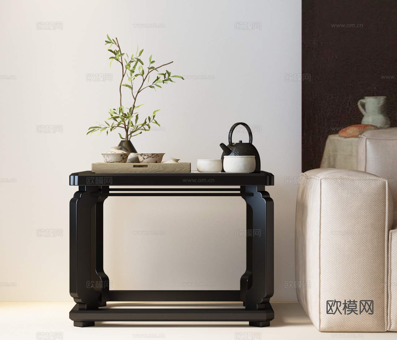 边几 中式边几 新中式茶几su模型