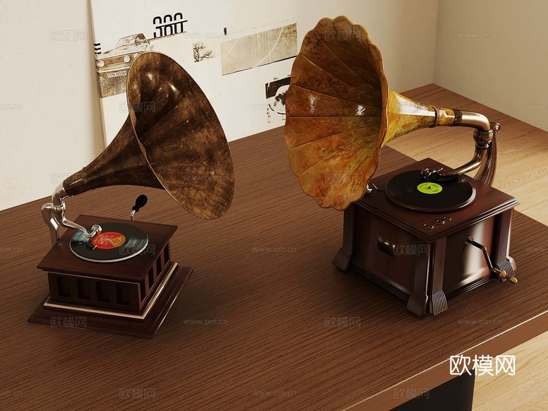 法式中古风留声机su模型下载(渲染图1)