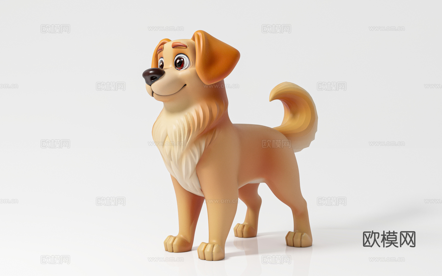 卡通田园犬看门狗 土狗金毛 卡通动漫 手办摆件 公仔饰品 玩3d模型